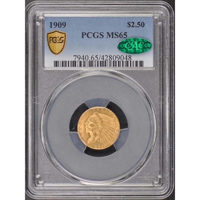 1909 $2.50 Indian Head PCGS MS65 (CAC)
