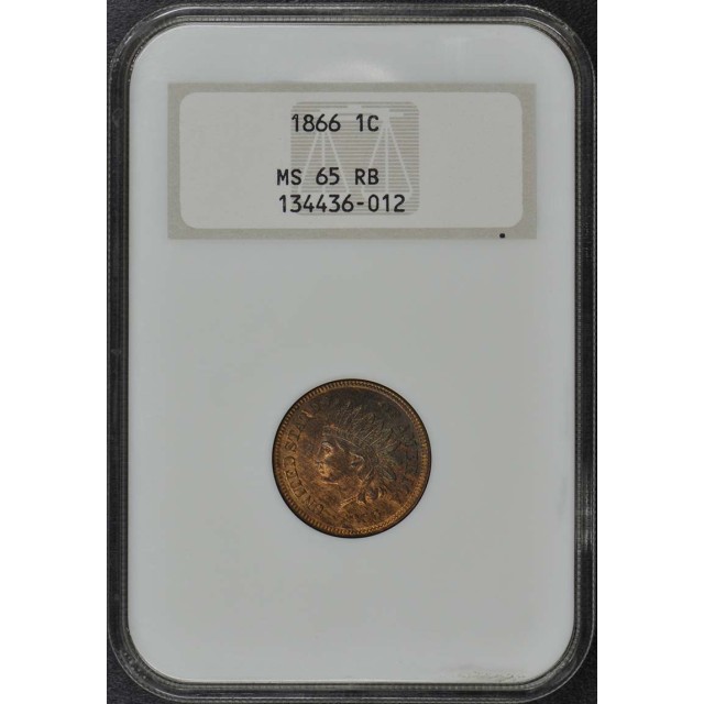 1866 1C Indian Cent - Type 3 Bronze NGC MS65RB Fatty