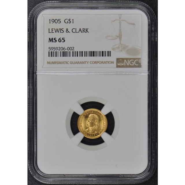 LEWIS & CLARK 1905 Gold Commemorative G$1 NGC MS65