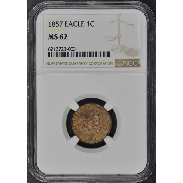 1857 Flying Eagle Cent 1C NGC MS62