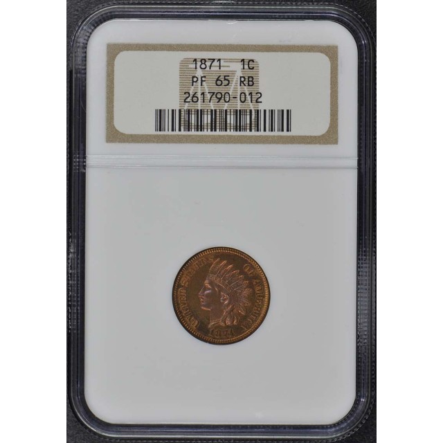 1871 Bronze Indian Cent 1C NGC PR65RB