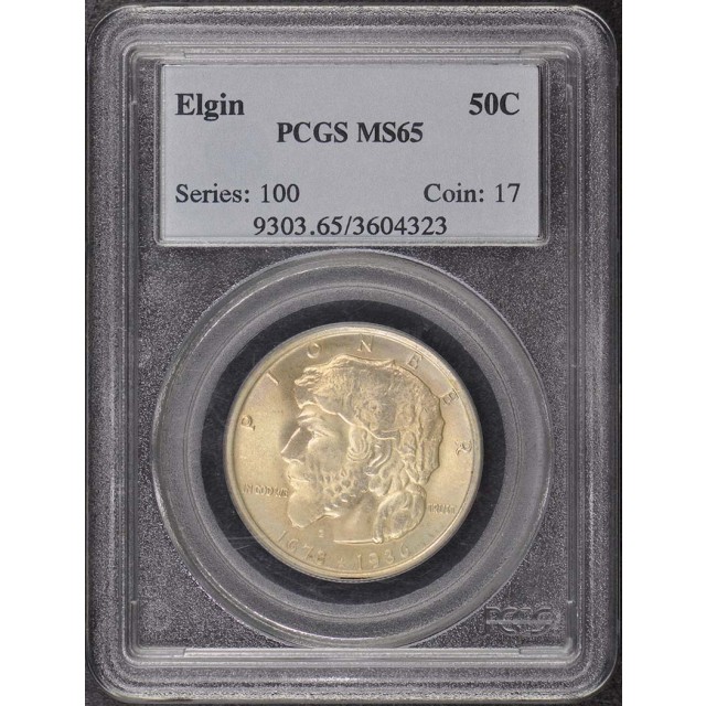 ELGIN 1936 50C Silver Commemorative PCGS MS65