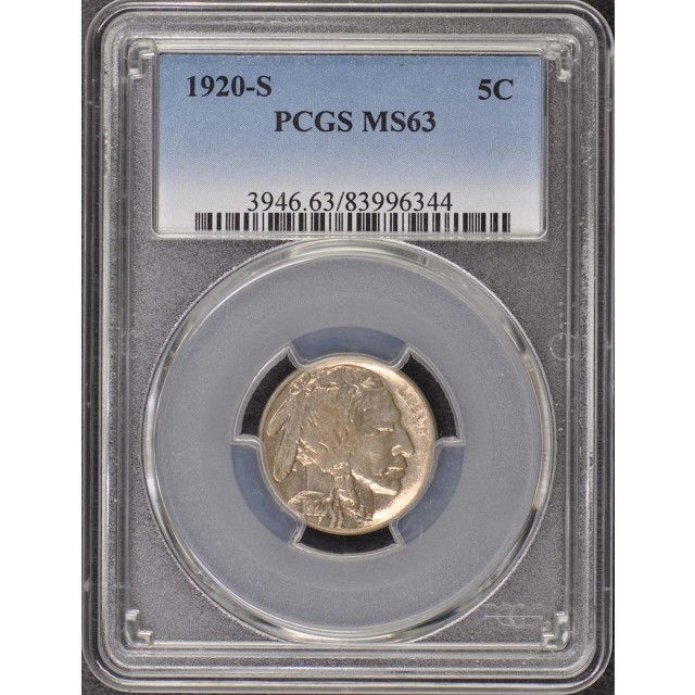 1920-S 5C Buffalo Nickel PCGS MS63