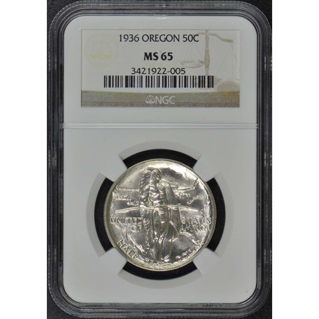 OREGON 1936 Silver Commemorative 50C NGC MS65