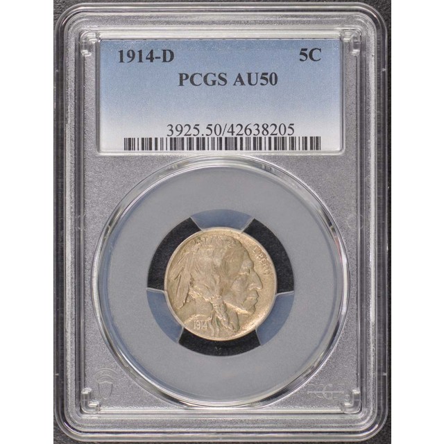 1914-D 5C Buffalo Nickel PCGS AU50