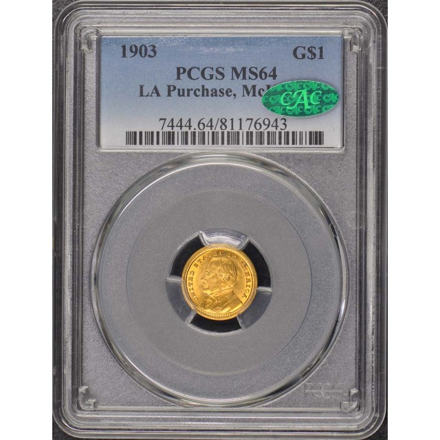 LA PURCHASE MCKINLEY 1903 G$1 Gold Commem PCGS MS64 (CAC)