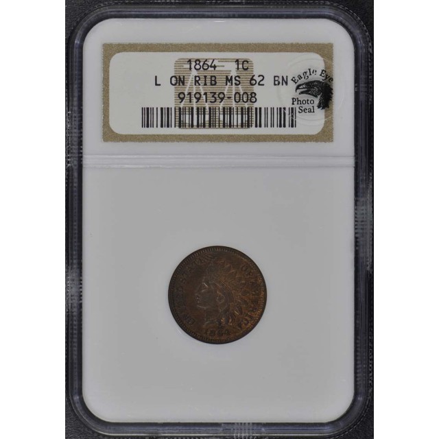 1864 L Bronze Indian Cent 1C NGC MS62BN Eagle Eye