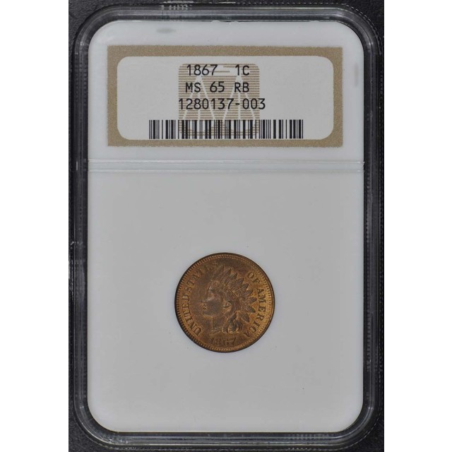 1867 Bronze Indian Cent 1C NGC MS65RB