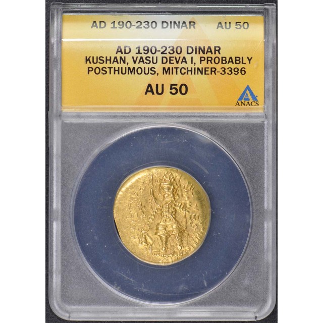 AD 190-230 Dinar Kushan Vasu Deva I Posthumous ANACS AU Gold