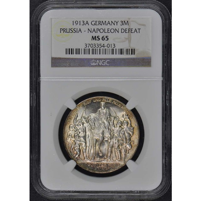 1913A GERMANY PRUSSIA NAPOLEON DEFEAT 3M NGC MS65