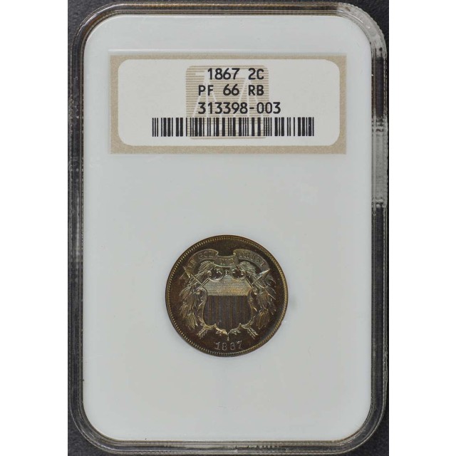1867 Two Cent Piece 2C NGC PR66RB