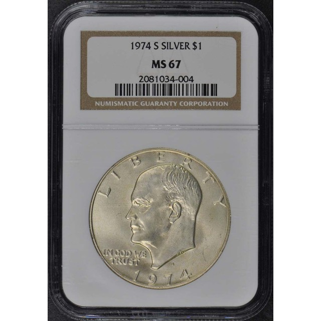1974-S SILVER Eisenhower Dollar $1 NGC MS67