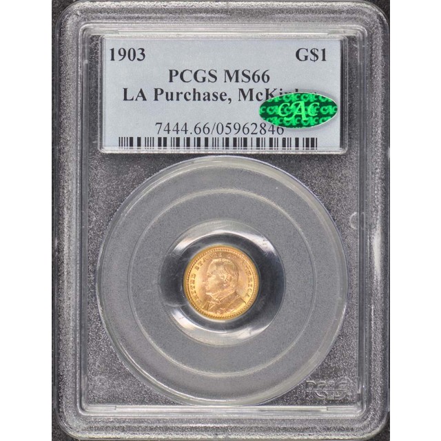 LA PURCHASE, MCKINLEY 1903 G$1 Gold Commemorative PCGS MS66 (CAC)