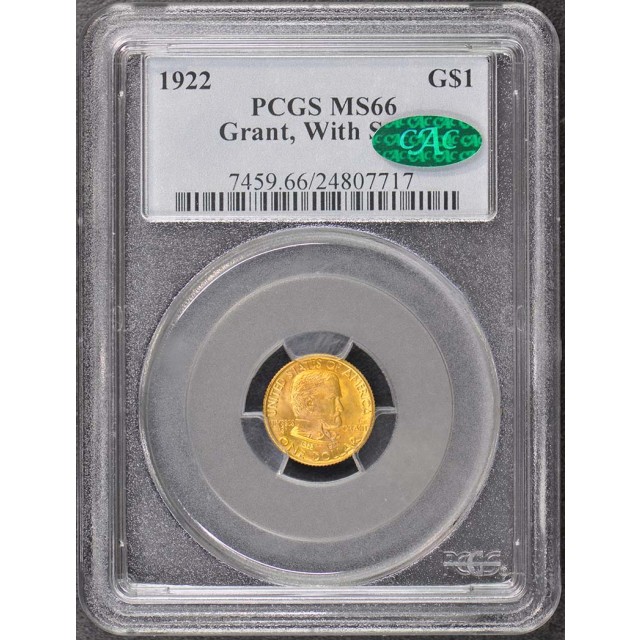 GRANT, WITH STAR 1922 G$1 Gold Commemorative PCGS MS66 (CAC)