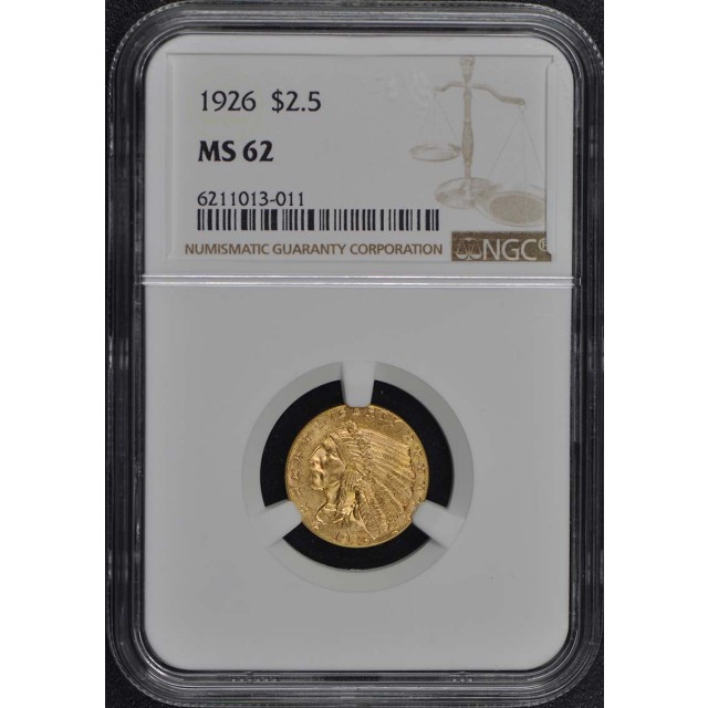1926 Indian $2.50 NGC MS62