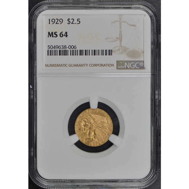 1929 Indian $2.50 NGC MS64