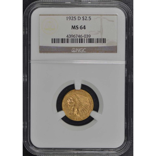 1925-D Indian $2.50 NGC MS64