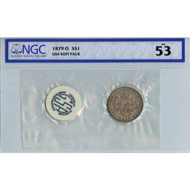 1879-O Morgan Dollar GSA SOFT PACK S$1 NGC AU53