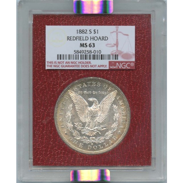 1882 S $1 Morgan Dollar Redfield Hoard NGC MS 63 
