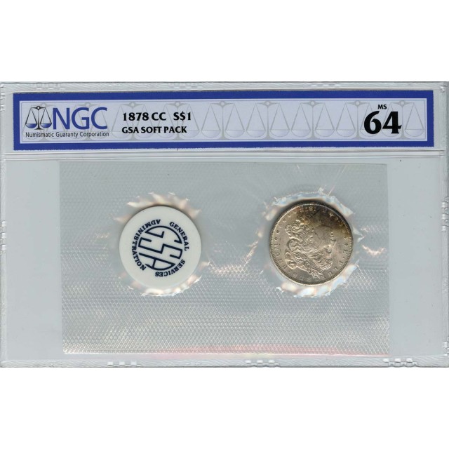 1878-CC Morgan Dollar GSA SOFT PACK S$1 NGC MS64