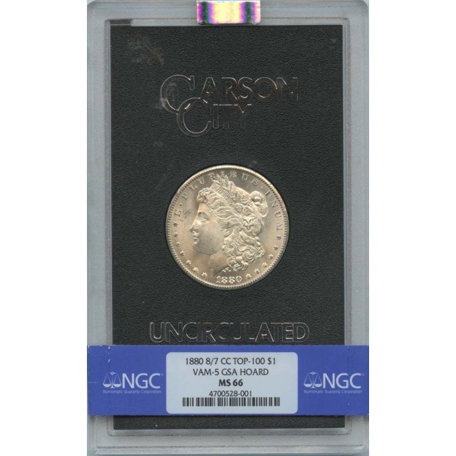 1880 8/7-CC TOP-100 Morgan Dollar VAM-5 GSA HOARD S$1 NGC MS66