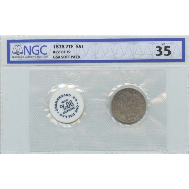 1878 7TF REV OF 79 Morgan Dollar GSA SOFT PACK S$1 NGC VF35