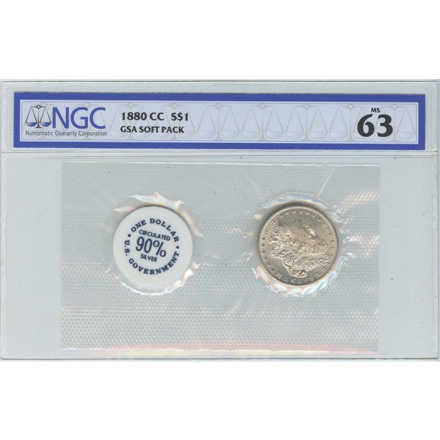 1880-CC Morgan Dollar GSA SOFT PACK S$1 NGC MS63