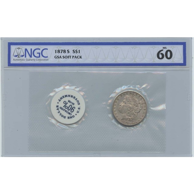 1878-S Morgan Dollar GSA SOFT PACK S$1 NGC MS60