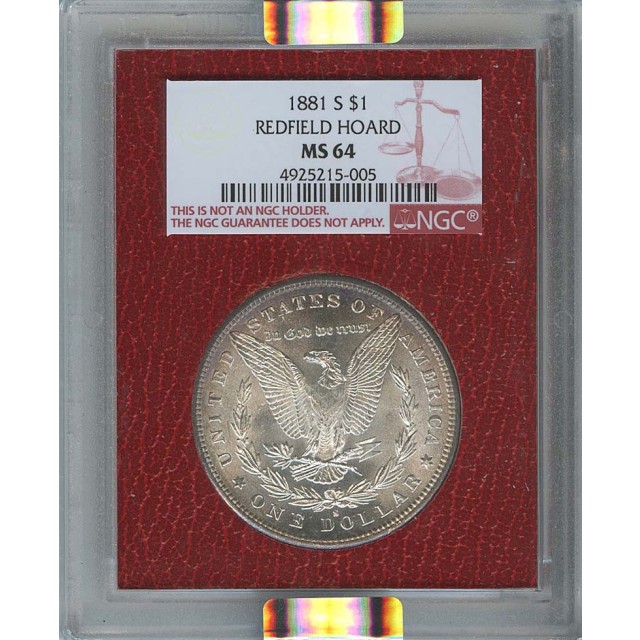1881-S $1 Morgan Dollar NGC MS64 Redfield Collection