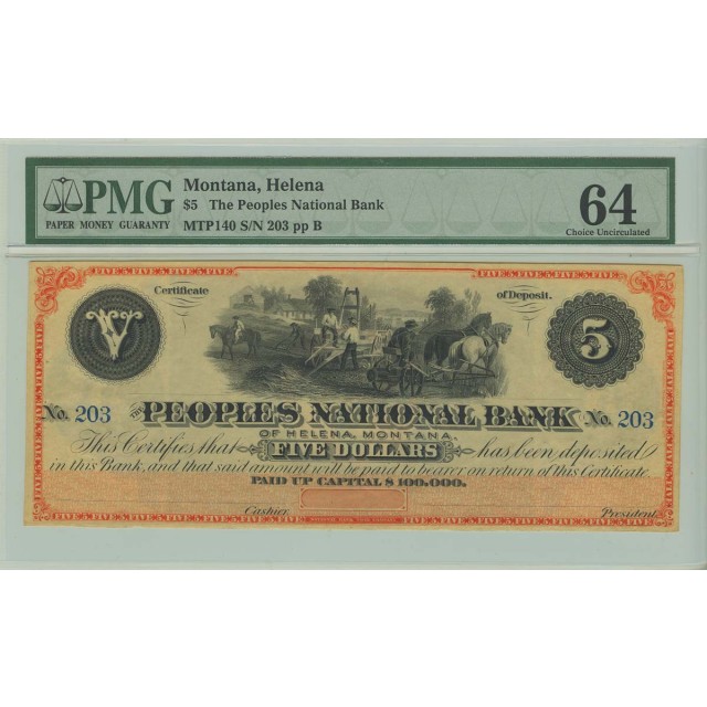 $5 Montana Helena Peoples National Bank Obsolete PMG CU64
