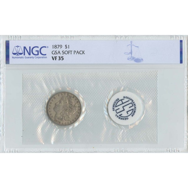 1879 Morgan Dollar GSA SOFT PACK S$1 NGC VF35