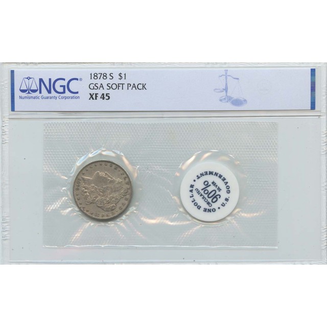 1878-S Morgan Dollar GSA SOFT PACK S$1 NGC XF45