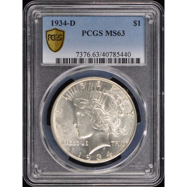 1934-D $1 Peace Dollar PCGS MS63