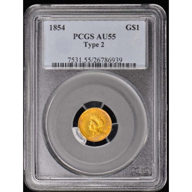 1854 G$1 Type 2 Gold Dollar PCGS AU55
