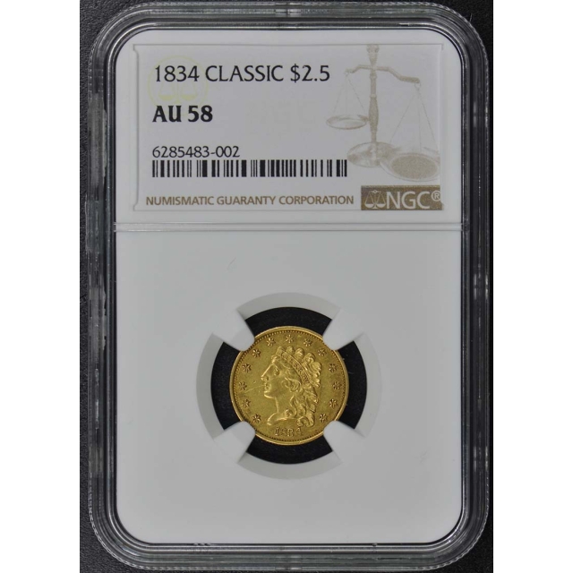 1834 Classic Head $2.50 NGC AU58