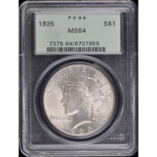 1935 $1 Peace Dollar PCGS MS64 OGH