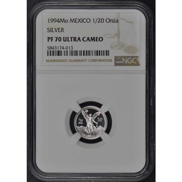 1994 MO MEXICO Silver 1/20 Onza NGC PR70DCAM