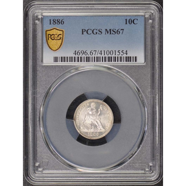 1886 10C Liberty Seated Dime PCGS MS67 (CAC)