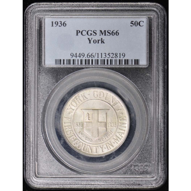 YORK 1936 50C Silver Commemorative PCGS MS66