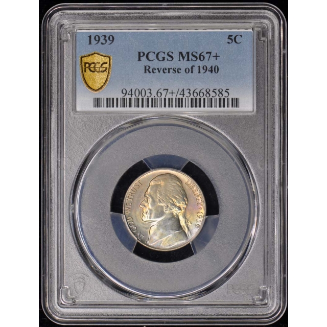 1939 5C Reverse of 1940 Jefferson Nickel PCGS MS67+