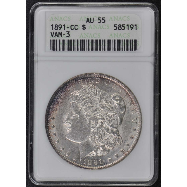 1891-CC $1 Morgan Dollar Old ANACS AU55
