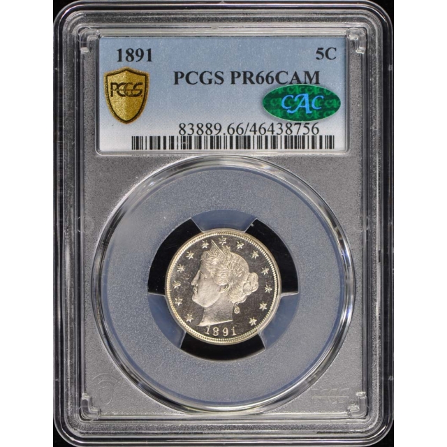 1891 5C Liberty Nickel PCGS PR66CAM (CAC)