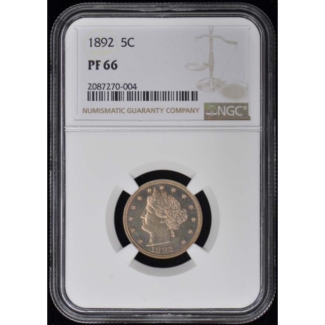 1892 Liberty Nickel 5C NGC PR66