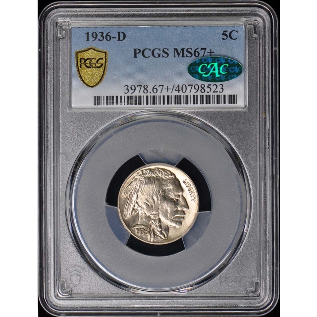 1936-D 5C Buffalo Nickel PCGS MS67+ (CAC)