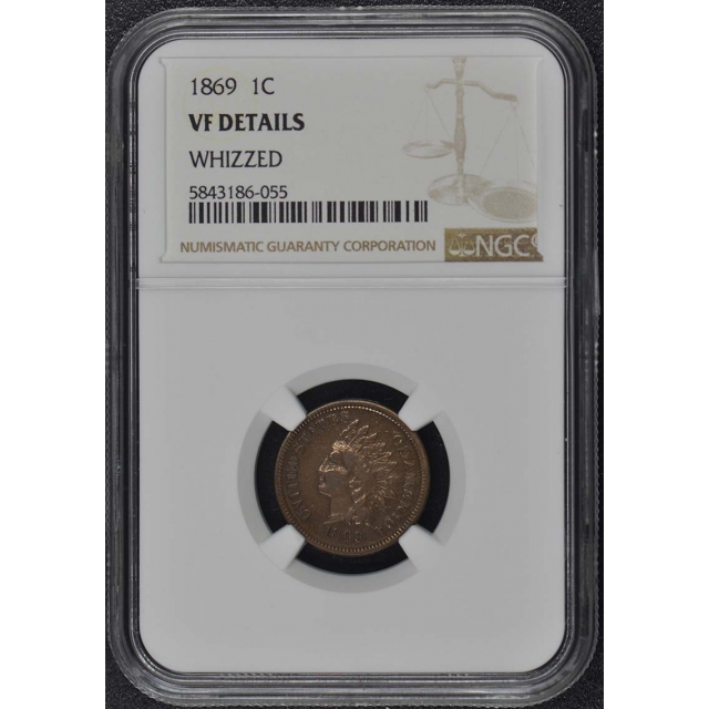 1869 Bronze Indian Cent 1C NGC VF Details BN