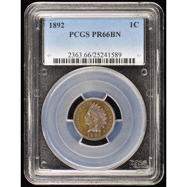 1892 1C Indian Cent - Type 3 Bronze PCGS PR66BN