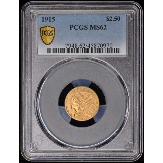 1915 $2.50 Indian Head PCGS MS62