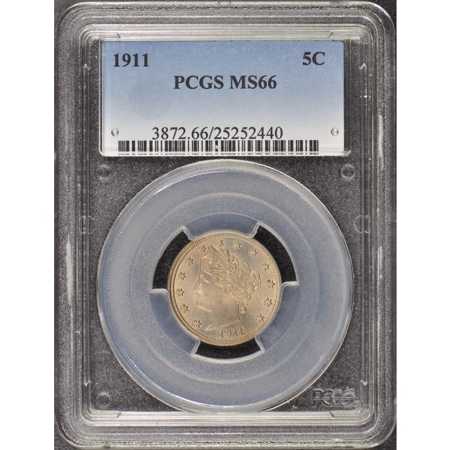 1911 5C Liberty Nickel PCGS MS66