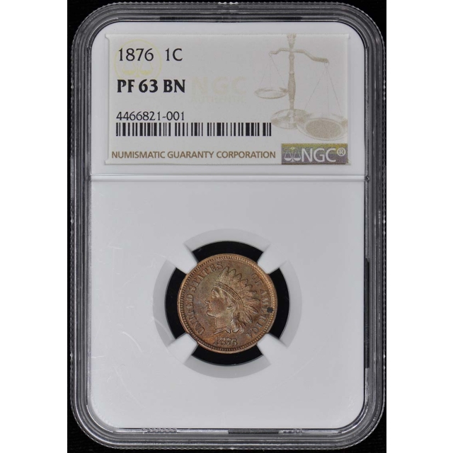 1876 Bronze Indian Cent 1C NGC PR63BN