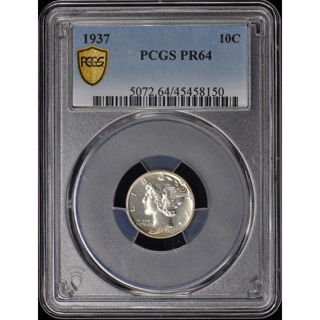1937 10C Mercury Dime PCGS PR64